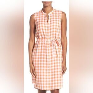 Woman TOMMY BAHAMA Orange White Gingham Grand Sleeveless Button Dress XL  NWT